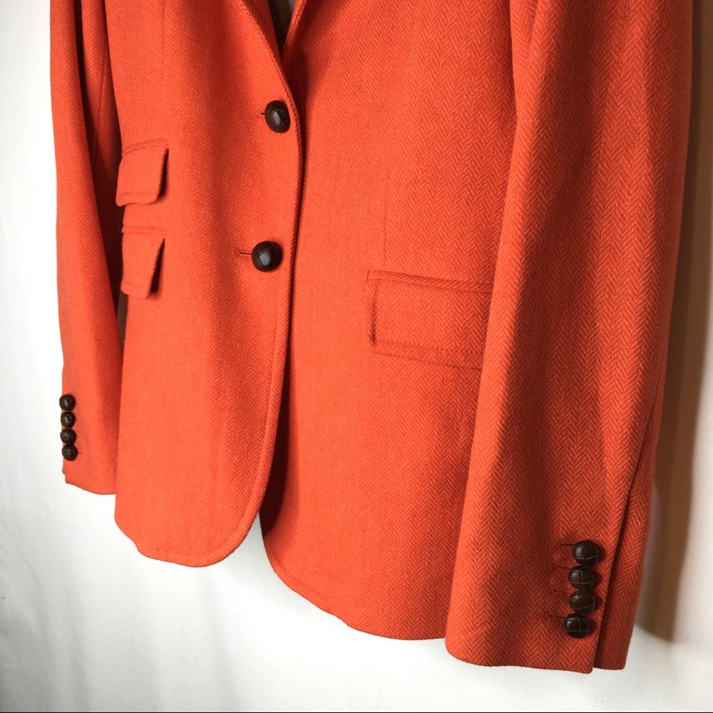 J. Crew orange herringbone hacking wool blazer 10 - Picture 7 of 8